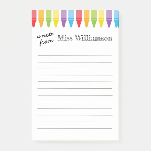 Personalisierte Crayons Lehrer Wertgutscheine Post-it Klebezettel (Vorderseite)