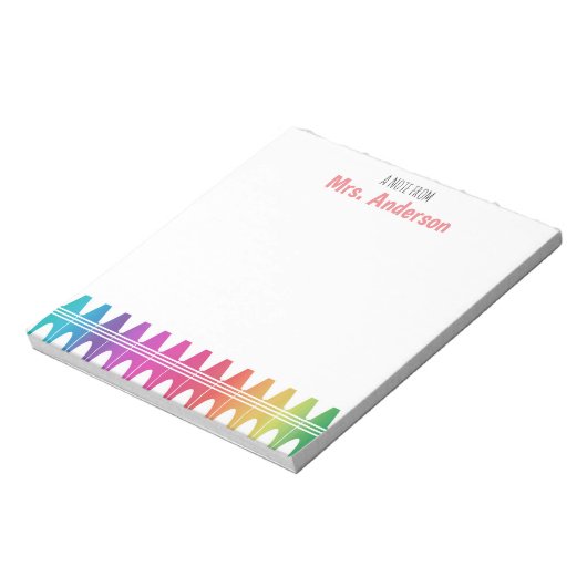 Personalisierte Crayons LehrerIn Notizblock (Rotiert)
