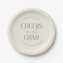 Personalisierte Cream-Grau-Abschlussfeier "Cheers 