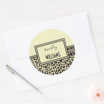 Personalisierte Cream Leopard-Aufkleber