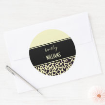 Personalisierte Cream Leopard-Aufkleber