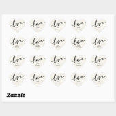 Personalisierte Cream + Schwarz-Liebe-Script-Schri Herz-Aufkleber (Blatt)