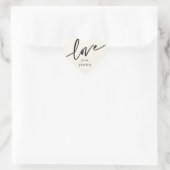 Personalisierte Cream + Schwarz-Liebe-Script-Schri Herz-Aufkleber (Tasche)