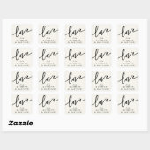 Personalisierte Cream + Schwarz-Liebe-Script-Schri Quadratischer Aufkleber (Blatt)