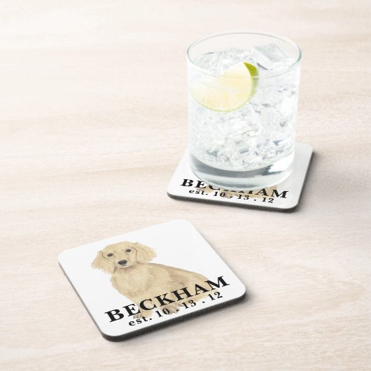 Personalisierte Creme-Dackel Getränkeuntersetzer (Rechte Seite)