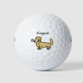 Personalisierte Creme Langhaarige Dackel Golfball (Vorderseite)