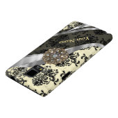 Personalisierte Creme und schwarzer Damast Case-Mate iPhone Hülle (unten)