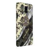 Personalisierte Creme und schwarzer Damast Case-Mate iPhone Hülle (Rückseite/rechts)