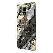 Personalisierte Creme und schwarzer Damast Case-Mate iPhone Hülle (Rückseite Links)