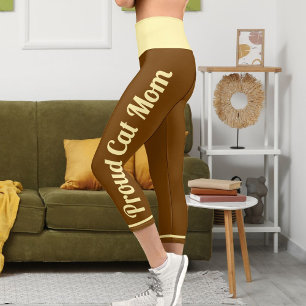 Personalisierte Creme Vintage Retro Klassiker Katz Capri Leggings