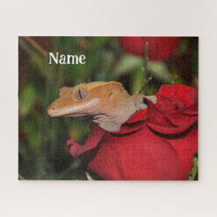 Personalisierte Crested Gecko Lizard auf einer Ros Puzzle