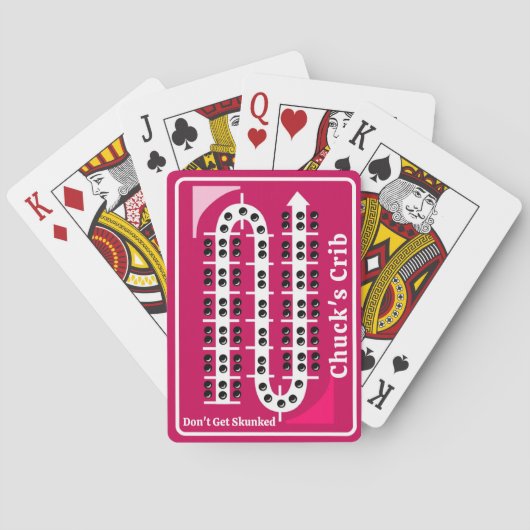 Personalisierte Cribbage-Spielkarten in Rosa Spielkarten (Rückseite)