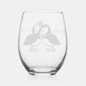 Personalisierte Cuddling Puffins Weinglas Ohne Stiel (Rückseite)