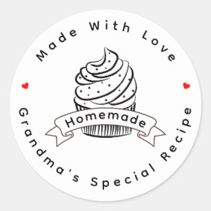 Personalisierte Cupcake Selbstgemacht Mit Liebe Runder Aufkleber