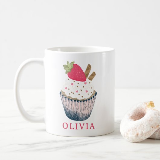 Personalisierte Cupcake Tasse - Niedliches Rosa Ge (Mit Donut)