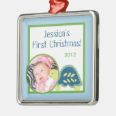 Personalisierte Custom FOTOrnament Blue Sea Turtle Ornament Aus Metall (Links)