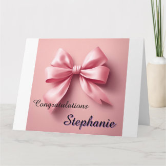 Personalisierte Custom Girl Bow Glückwünsche Karte
