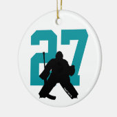 Personalisierte Custom Hockey Goalie Nummer Aquama Keramik Ornament (Links)