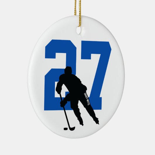 Personalisierte Custom Hockey Player Player Nummer Keramik Ornament (Rechts)