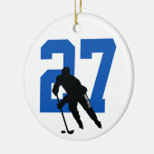 Personalisierte Custom Hockey Player Player Nummer Keramik Ornament (Links)