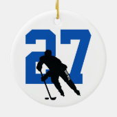 Personalisierte Custom Hockey Player Player Nummer Keramik Ornament (Hinten)
