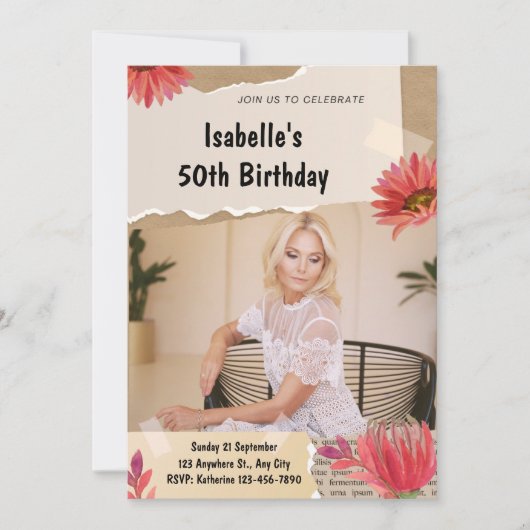 Personalisierte Custom Modern Elegantes Party Gebu Einladung (Vorderseite)