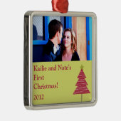 Personalisierte Custom Ornaments Red Tree Christma Silbernes Ornament (Rechts)