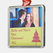 Personalisierte Custom Ornaments Red Tree Christma Silbernes Ornament (Links)
