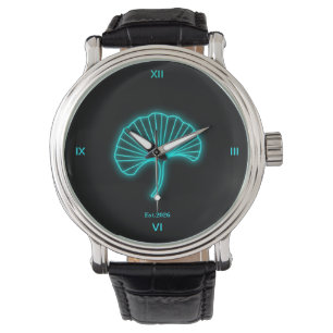 Personalisierte Cyber Zen Neon Ginkgo Uhr - Maßanf