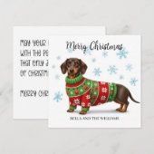 Personalisierte Dachshund-Grußkarte mit Pullover (Vorne/Hinten)