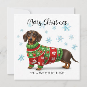 Personalisierte Dachshund-Grußkarte mit Pullover