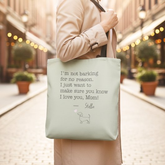 Personalisierte Dachshund-Liebesbotschaft in Salbe Tasche