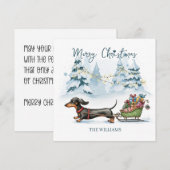 Personalisierte Dachshund-Schlitten-Weihnachtskart (Vorne/Hinten)