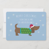 Personalisierte Dackel Blue Cartoon Weihnachtskart Feiertagskarte (Vorderseite)