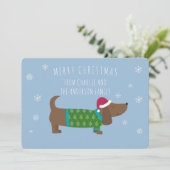 Personalisierte Dackel Blue Cartoon Weihnachtskart Feiertagskarte (Stehend Vorderseite)