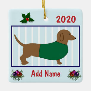 Personalisierte Dackel - Dackel Welpen Hund - Grün Keramikornament