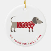 Personalisierte Dackel Dog Fun Keramik Ornament (Hinten)