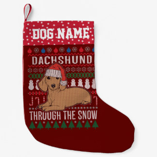 Personalisierte Dackel durch den Schneeurlaub Kleiner Weihnachtsstrumpf