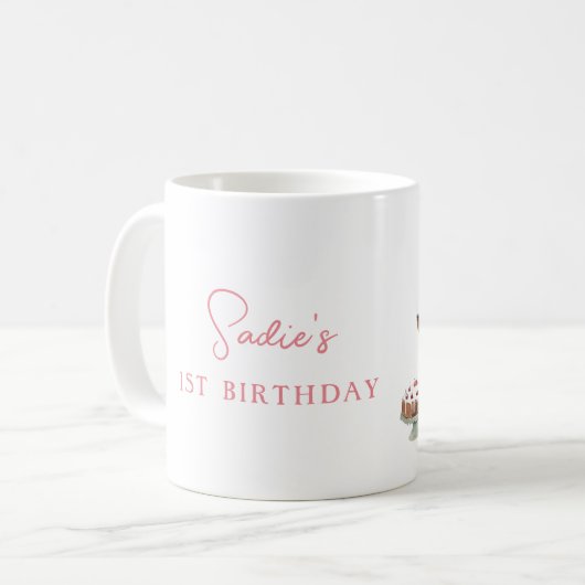 Personalisierte Dackel Geburtstagskuchen Kaffeetasse (Vorderseite Links)