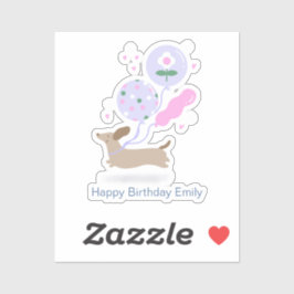 Personalisierte Dackel Geburtstagsparty Hund Lover Aufkleber