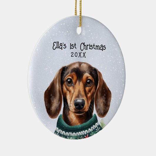Personalisierte Dackel Hund Keramik Ornament (Rechts)