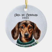 Personalisierte Dackel Hund Keramik Ornament (Vorne)