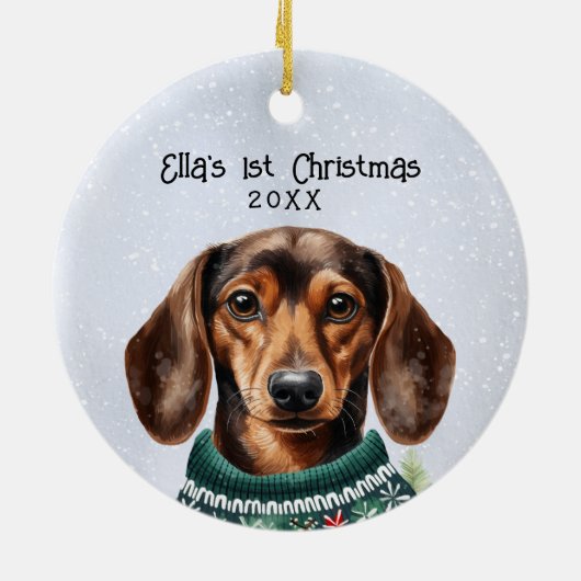 Personalisierte Dackel Hund Keramik Ornament (Hinten)