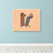 Personalisierte Dackel Hund Leinwanddruck (Insitu (Holzboden))
