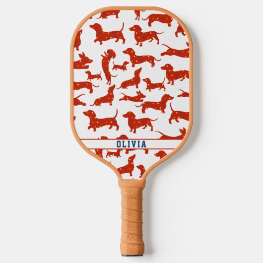 Personalisierte Dackel Hund, Wurst Hund Retro Must Pickleball Schläger (Vorderseite)