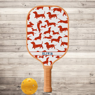 Personalisierte Dackel Hund, Wurst Hund Retro Must Pickleball Schläger