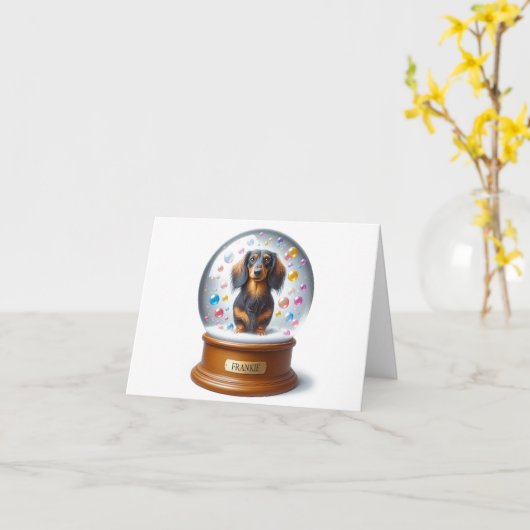 Personalisierte Dackel Karte (Gelbe Blume)