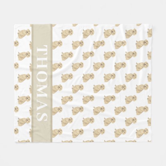 Personalisierte Dackel (lange Haare, Creme Fawn) Fleecedecke (Vorderseite (Horizontal))