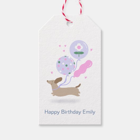 Personalisierte Dackel Lover Geburtstagsparty Geschenkanhänger (Vorderseite)