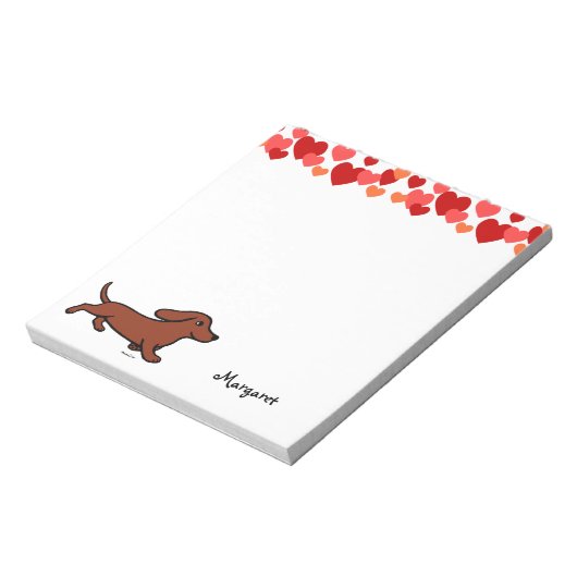 Personalisierte Dackel mit Cartoon Notizblock (Rotiert)
